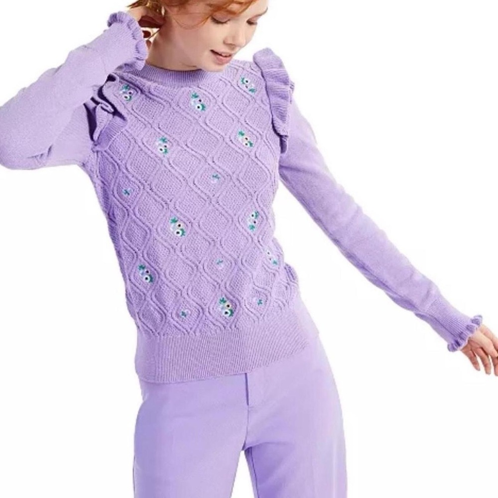 Charter Club Lavender Sweater with Ruffle Detail